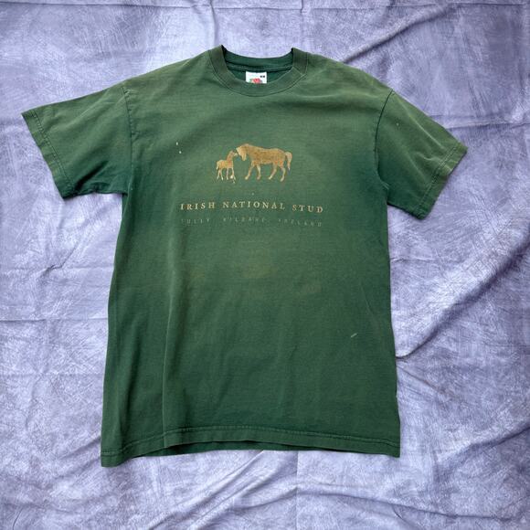 Vintage 2000's Irish National Stud Horse Tully Kildare Ireland Green Shirt Sz M - Picture 1 of 10